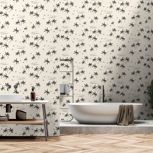 Pink Sand Palm Trees  Wallpaper (Bathroom)
