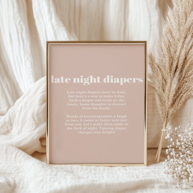 Pink Sandstone Typography Baby Late Night Diaper Poster (Creator Uploaded)