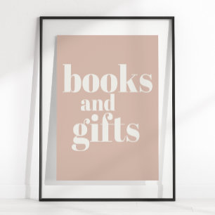 Pink Sandstone Typography Baby Shower Books Gifts  Poster