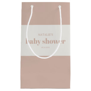 Pink Sandstone Typography Baby Shower Favour Small Gift Bag