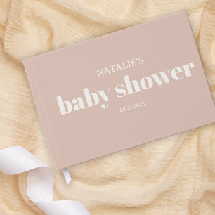 Pink Sandstone Typography Baby Shower Guest Book