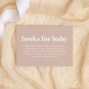 Pink Sandstone Typography Books for Baby Shower Enclosure Card