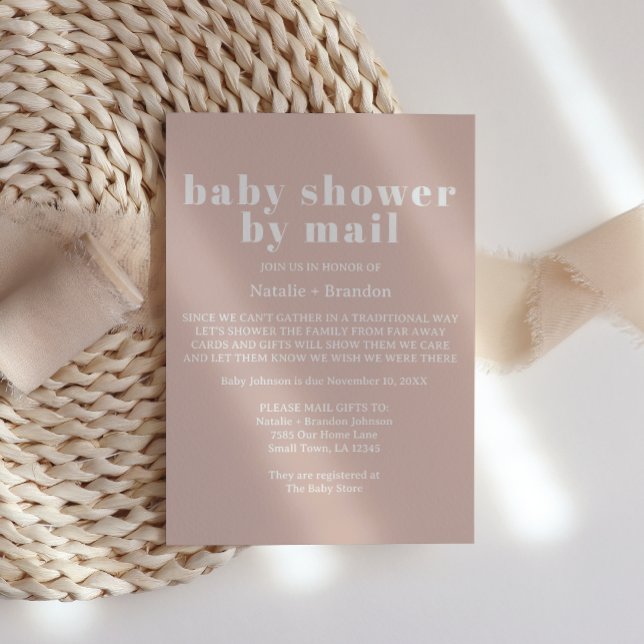 Pink Sandstone Typography By Mail Baby Shower Invitation (Creator Uploaded)