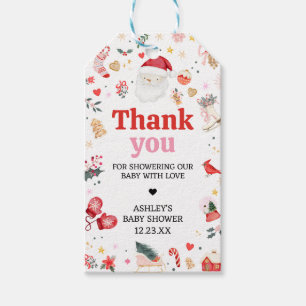 Pink Santa Baby Baby Shower Favour Tags