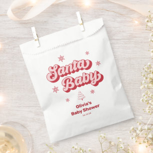 Pink  Santa Baby Christmas Baby Shower Favour Bags