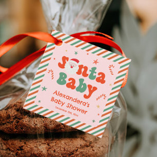 Pink Santa Baby Christmas Baby Shower  Favour Tags