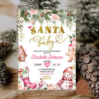 Pink Santa Baby Floral Christmas Baby Shower