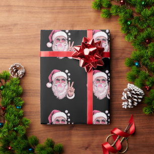 Pink Santa Blowing Bubble Gum Xmas Christmas Cute Wrapping Paper