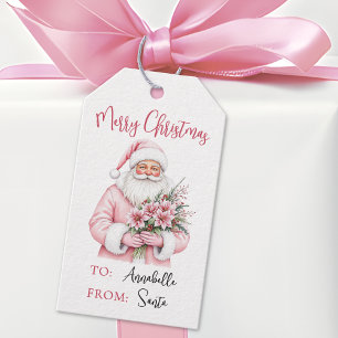 Pink Santa Christmas Gift Tags