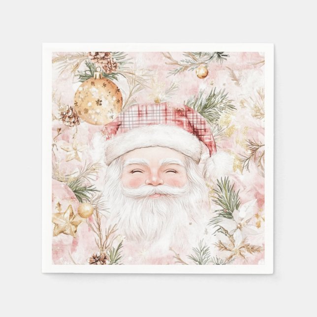 Pink Santa Christmas Napkin (Front)