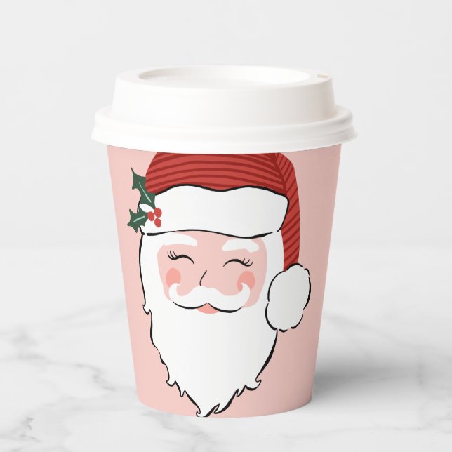 Pink Santa Christmas  Paper Cups (Front)