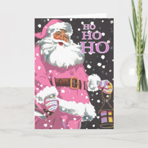Pink Santa Claus Christmas Card