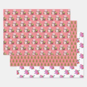 Pink Santa Claus Christmas Wrapping Paper