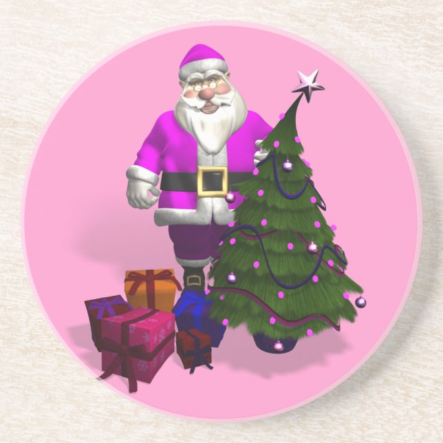 Pink Santa Claus Coaster (Front)