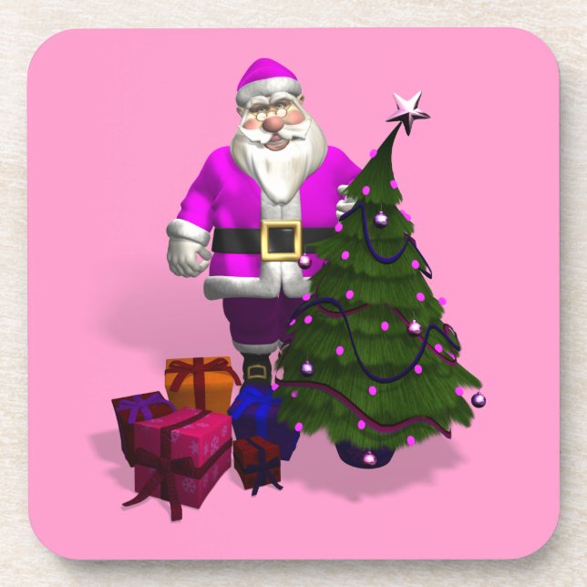 Pink Santa Claus Coaster (Front)