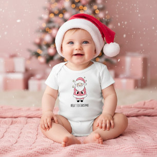 Pink Santa Claus Custom Baby’s First Christmas Baby Bodysuit