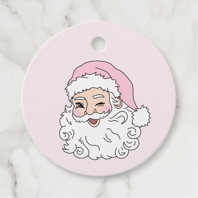 Pink Santa Claus Favour Tags (Front)