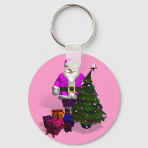 Pink Santa Claus Key Ring