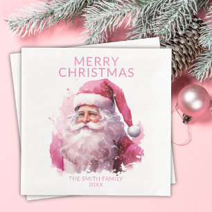 Pink Santa Claus Party Napkin