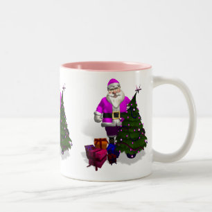 Pink Santa Claus Two-Tone Coffee Mug