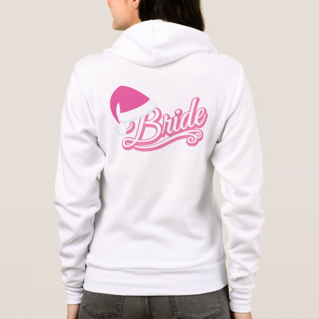 Pink Santa Hat Bride Sweat Shirt white (Back)