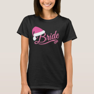 Pink Santa Hat Bride T-shirt black