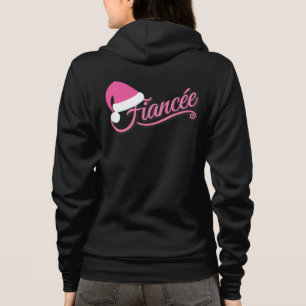 Pink Santa Hat Fiancée Sweat Shirt black