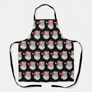 Pink Santa Hat Retro Cute Kitty Cat Christmas  Apron