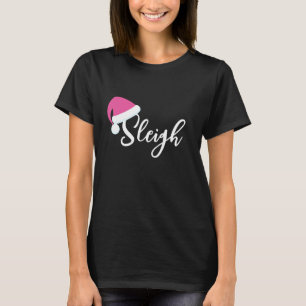 Pink Santa Hat Sleigh Holiday T-Shirt