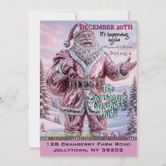 Pink Santa Holiday Unique Christmas Party Invitation