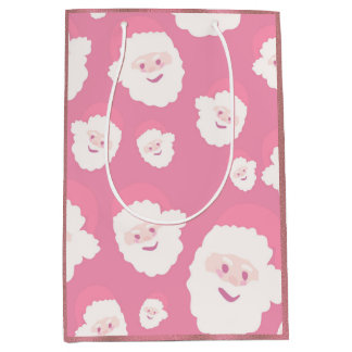 Pink Santa Medium Gift Bag