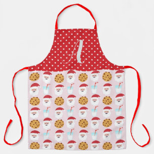 Pink Santa Milk and Cookies Apron, Large Apron