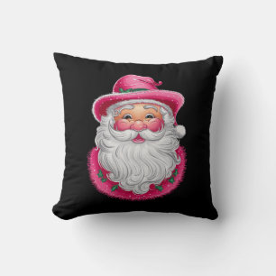 Pink Santa Retro Christmas Matching Family Party Cushion