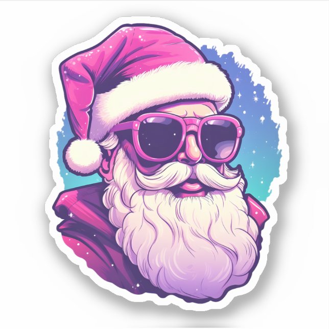 Pink Santa Wearing Sunglasses Cute Christmas (Front)