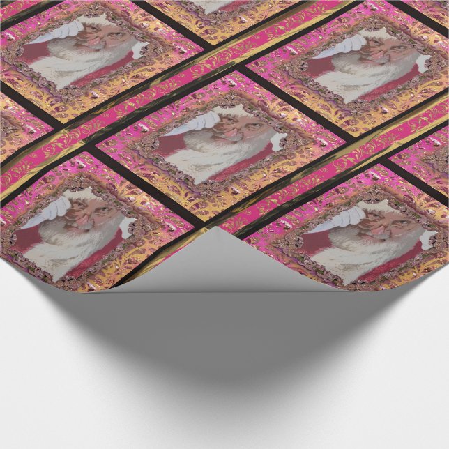 Pink Santa's Mysterious Victorian Christmas Wrapping Paper (Corner)