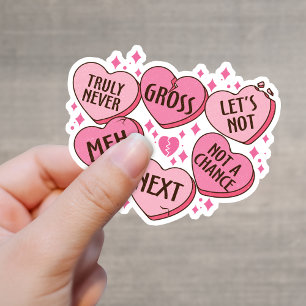 Pink Sarcastic Anti-Valentine Candy Hearts Vinyl