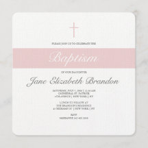 Pink Sash Baptism invitation