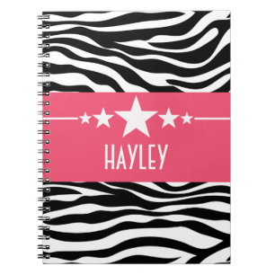 Pink Sassy Star Zebra Notebook