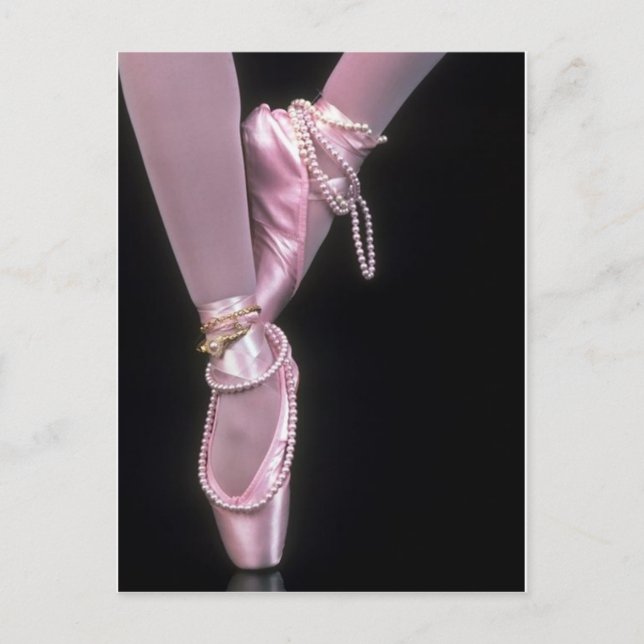 pink satin ballet toe shoes postcard (Front)