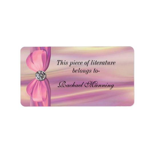 Pink Satin Bookplate Sticker Address Label