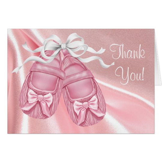 Pink Satin Booties Baby Girl Thank You Cards