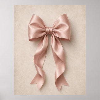 Pink Satin Bow Wall Art | Coquette Feminine Poster