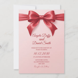 Pink Satin Bow Wedding Invitation