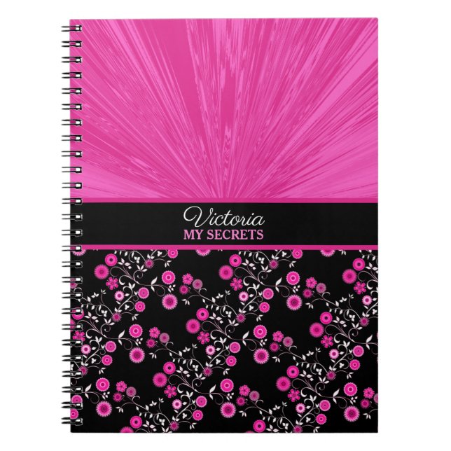 Pink Satin Floral Explosion My Secrets Journal (Front)