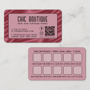 Pink Satin QR Code Reward Business Card