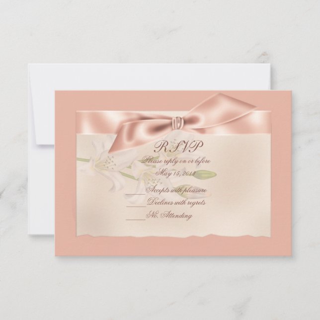 Pink Satin Ribbon RSVP Cards (Front)