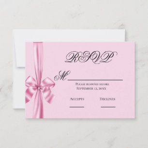 Pink Satin Ribbon Simple Wedding RSVP