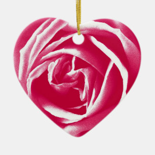 Pink satin rose print ceramic tree decoration