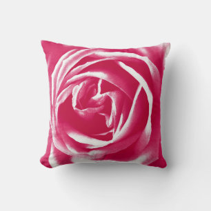 Pink satin rose print cushion