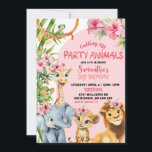 Pink Savannah Calling All Party Animals Birthday Invitation<br><div class="desc">Pink Savannah Animals Theme Birthday,  Pink Safari Animals Theme Birthday,  Calling All Party Animals Birthday,  Pink Tropical Jungle Animals Birthday,  Pink Tropical Forest Animals Birthday,  Pink Arch Savanna Animals Birthday, </div>